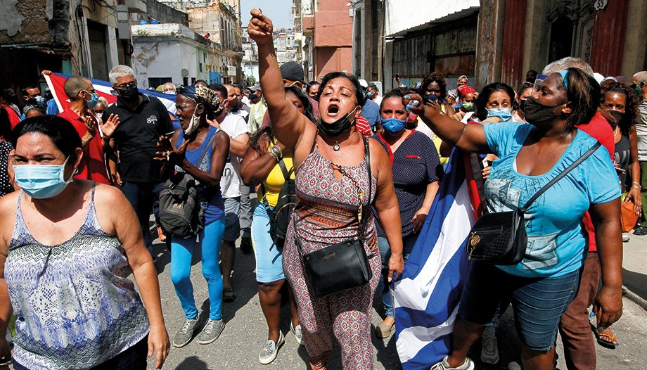 Manifestantes en Cuba.